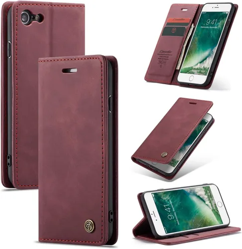Miniatura 12 de SINIANL Funda para iPhone 7/8, Funda de cuero tipo billetera con tarjetero Cierre magnético Kickstand a prueba de golpes Fundas protectoras