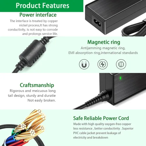 Miniatura 8 de Adaptador de corriente alterna para monitor de 12 V 5 A, cable de carga de 100 a 240 V CA a 12 V CC, 60 W, adecuado para tiras de luz LED Sceptre