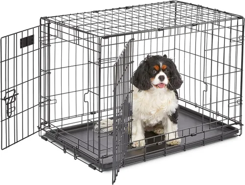 Miniatura 12 de MidWest Homes for Pets - Jaula para perros iCrate de una puerta, mejorada, incluye bandeja a prueba de fugas, patas protectoras de pisos, panel