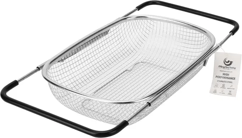 Miniatura 9 de ZDRongZhen Accesorios de Cocina Colador Escurridor Cesta Sobre el Fregadero, Colador de Acero Inoxidable con Agarre de Goma Expandible Escurridor