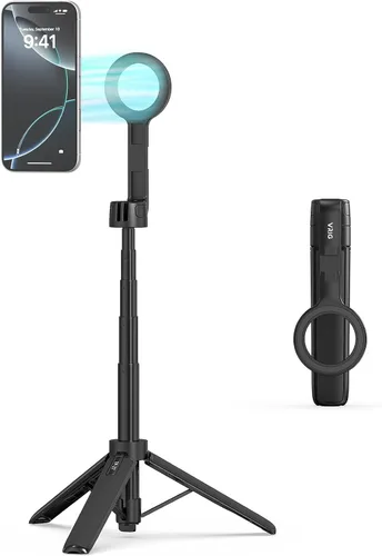 VRIG TP-27 - Trípode magnético para selfie para iPhone con zapata fría, soporte giratorio de 360 grados para teléfono de viaje para grabación de