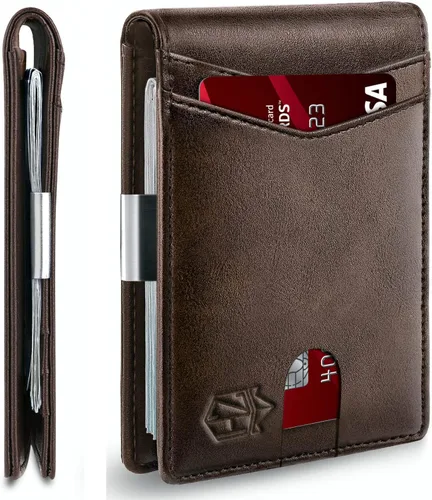 Miniatura 101 de Zitahli - Billetera delgada con 12 ranuras para tarjetas, ventana de identificación con clip para dinero, bolsillo frontal RFID plegable, pequeña