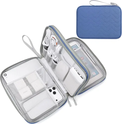 Miniatura 49 de FYY Organizador para accesorios electrónicos, para viajes, para cables, celular y cargadores, estuche portátil, impermeable, doble capa, bolsa