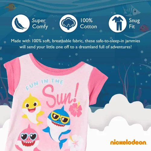 Miniatura 3 de Nickelodeon unisex-child Paw Patrol Baby Shark Blue's Clues & You 4-piece Snug-fit Cotton Pajama Set, Soft & Cute for Kids