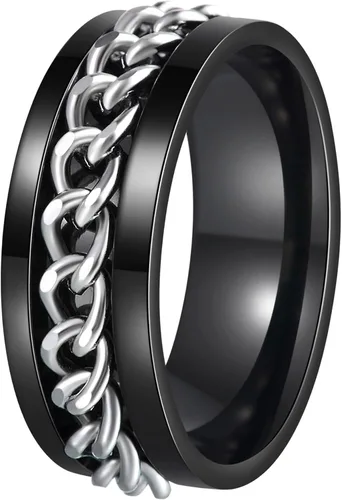 Miniatura 152 de Anillos giratorios para la ansiedad para hombre, anillos clásicos de cadena para mujeres y adultos, anillo de acero de titanio