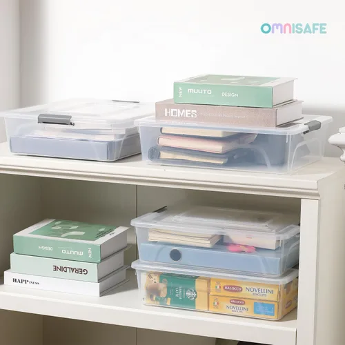 Miniatura 7 de Contenedor de plástico con tapa, diseño apilable, caja de clip para manualidades, suministros y artículos de oficina