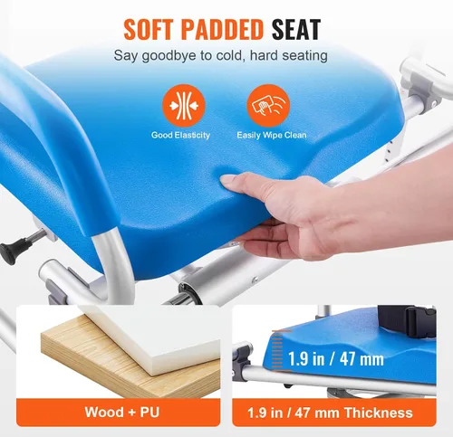 Miniatura 3 de VEVOR Banco deslizante de transferencia de bañera con asiento giratorio de 360 grados, silla de ducha deslizante con reposabrazos pivotantes