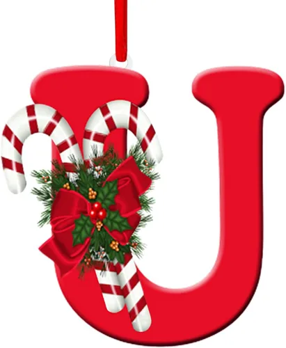 Miniatura 25 de Colgante de decoración para árbol de Navidad de 26 letras, adornos de árbol de Navidad, adornos de Navidad personalizados, decoración de Navidad