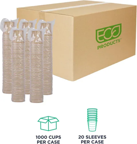 Miniatura 2 de ECO PRODUCTS Tazas de café de espresso desechables y compostables World Art de 4 onzas, caja de 1000, taza de papel caliente renovable, forro de PLA
