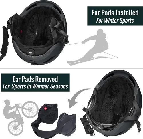 Miniatura 5 de Casco de esquí - Compatible con audio y ligero, estándar ASTM para hombres, mujeres y jóvenes Negro mate