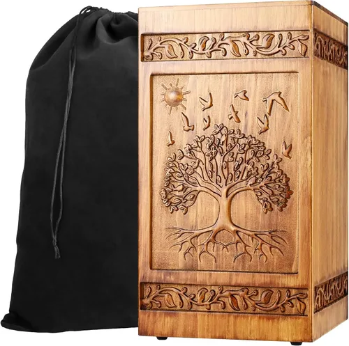 Urna de madera para cenizas adultas masculinas y hembras, hecha a mano grandes urnas de cremación para cenizas humanas, hombres y mujeres, urna