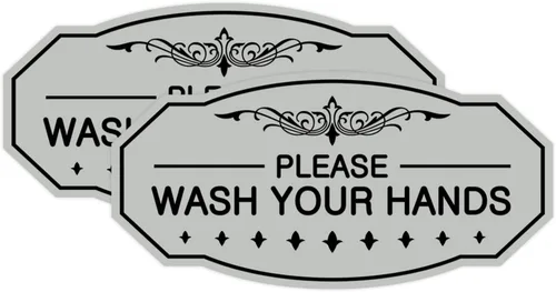 Miniatura 20 de Signs ByLITA Letrero de Victorian Please Wash Your Hands (plata cepillada) - Grande Brushed Silver