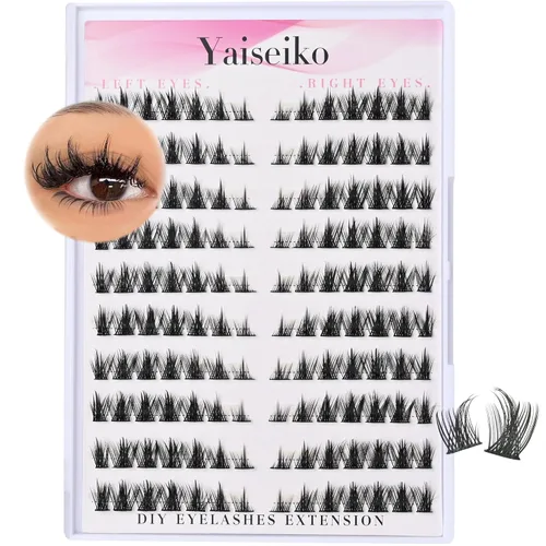 Miniatura 10 de Yaiseiko Pestañas autoadhesivas en racimo de extensiones de pestañas naturales con pinzas, no necesita pegamento, pestañas individuales