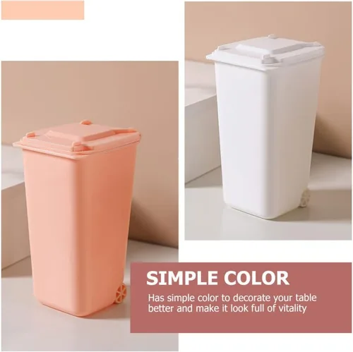 Miniatura 6 de GANAZONO Mini basurero de escritorio con tapa, organizador pequeño para bolígrafos, almacenamiento compacto de mesa, 6.29 x 3.93 x 2.55 pulgadas