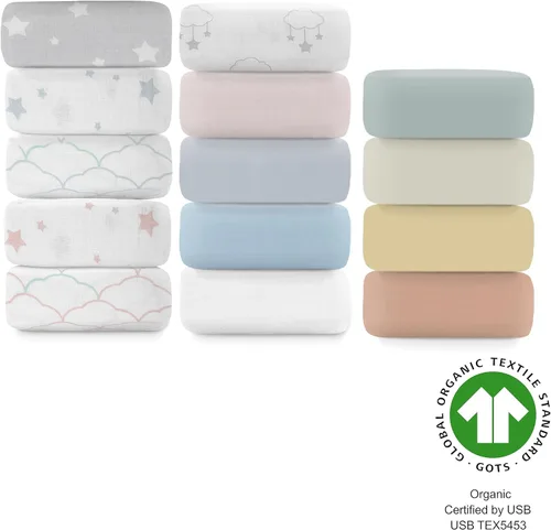 Miniatura 9 de Newton Baby Sábana bajera ajustable para cuna (paquete de 2) - Ultra transpirable y suave, algodón orgánico, se adapta a todas las cunas estándar