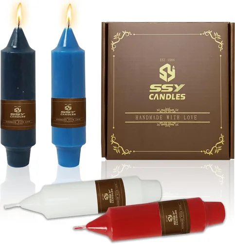 Miniatura 20 de Velas cónicas cortas de 5 pulgadas, velas sin aroma hechas a mano, juego de 4 con tiempo de combustión largo, velas retorcidas para boda, hogar