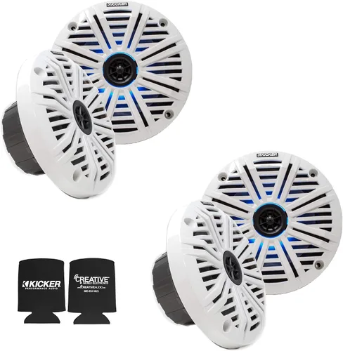 Miniatura 11 de KICKER Altavoces marinos LED plateados de 6.5 pulgadas (cantidad 4) 2 pares de altavoces de repuesto OEM LED Plata