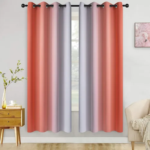 Miniatura 28 de COSVIYA Cortinas 100% Opacas Azul Degradado con Lazos Ajustables para Cocina Aislamiento Térmico Oscurecimiento de Habitación Cenefa con Bolsillo