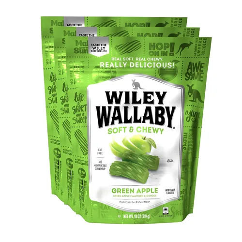 Miniatura 12 de Paquete de variedad de regaliz Wiley Wallaby 10 onzas - Sabores clásicos de arándano, manzana y sandía. Regaliz gourmet estilo australiano suave