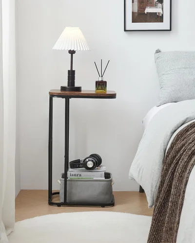 Miniatura 4 de KJGKK Juego de 2 mesas auxiliares en forma de C, mesa auxiliar pequeña de 26.6 pulgadas de alto para sofá, cama, mesa alta de bandeja de TV