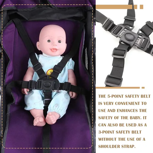 Miniatura 5 de 2 correas universales de arnés de 5 puntos, correas ajustables para el hombro, protección completa, cinturón de arnés para niños para silla alta
