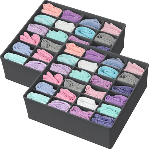 Miniatura 9 de Simple Houseware Organizador de Cajón de Calcetines para Cómoda/Armario/Dormitorio, Paquete de 3, Negro
