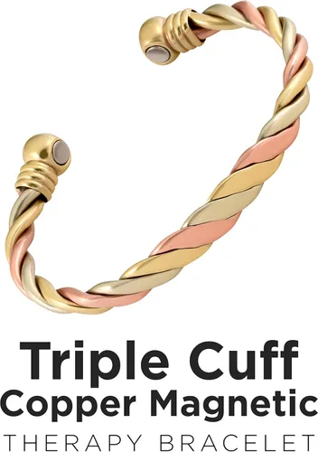 Miniatura 3 de Pulsera magnética de cobre triple, para hombres y mujeres, imanes de alta potencia, brazalete ajustable
