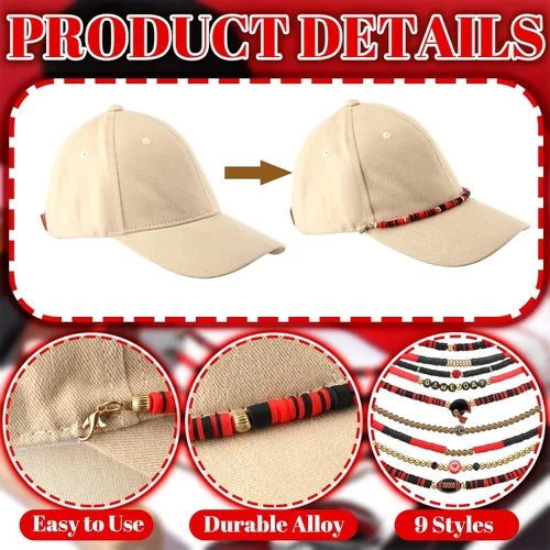 Miniatura 6 de Geyoga 9 unidades de cadenas para sombrero de camionero, dijes de sombrero de camionero para mujeres y hombres, decoración de billetes, cadena
