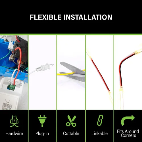 Miniatura 3 de Feit Electric Cinta de Luz LED de 16 pies, Regulable, Enchufable/Cableado Directo, Tiras de Luz LED Ultradelgadas para el Hogar, 2950 Lúmenes, 3000K
