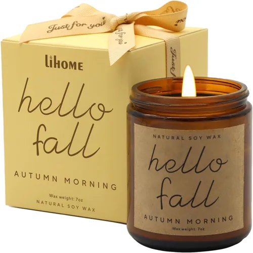Miniatura 15 de Decoraciones de otoño para el hogar - Velas de otoño, regalos para mujeres, velas perfumadas naturales de cera de soja con aroma a manzana y canela