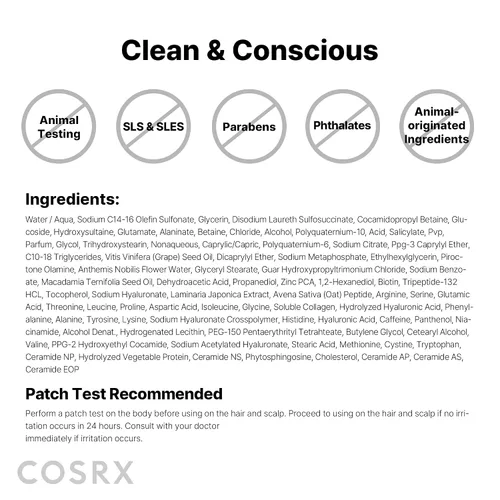 Miniatura 9 de COSRX PEPTIDE 132 Champú para la unión del cabello, tratamiento diario del cuero cabelludo para la caspa, repara y fortalece todo tipo de cabello