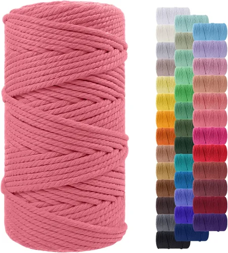 Miniatura 126 de Cuerda de macramé de 0.079 in para 219 yardas, cuerda de algodón natural para manualidades, hilo de cuerda de macramé de colores para colgar