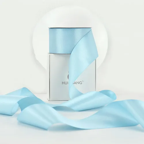 Miniatura 23 de HUIHUANG Cinta azul bebé de 1 pulgada x 20 yardas, cinta de satén gruesa brillante de lujo de doble cara para baby shower, manualidades y lazos