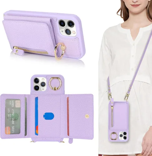 Miniatura 13 de Funda para iPhone 8 Plus con Portarjetas, Funda de Teléfono para iPhone 8 Plus con Correa Bandolera Cordón Anillo de Soporte, Funda Cartera iPhone 7