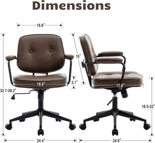 Miniatura 2 de HEAH-YO Juego de 1 sillas de escritorio modernas sin brazos, silla giratoria para computadora con ruedas y reposabrazos, silla de oficina ajustable