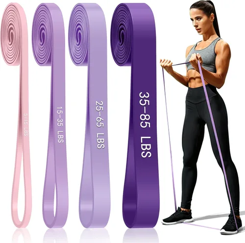 Miniatura 9 de Bandas de resistencia para entrenamiento, bandas de asistencia de 4 niveles, bandas de ejercicio para mujeres y hombres, bandas de entrenamiento