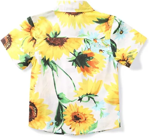 Miniatura 2 de OCHENTA Camisa hawaiana ligera con botones para hombres y niños, manga corta floral, vestido tropical Aloha
