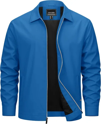 Miniatura 10 de Cotrasen Chaquetas ligeras para hombre, chaqueta cortavientos con cremallera completa, chaqueta casual cortavientos