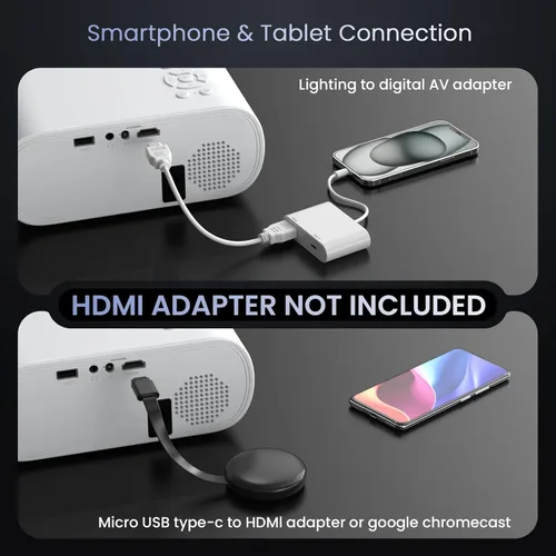 Miniatura 3 de HOMPOW Proyector, Nativo 1080P Full HD Bluetooth Proyector con Altavoz, 9500 Lúmenes Portátil para Exteriores Mini Proyector de Películas Compatible