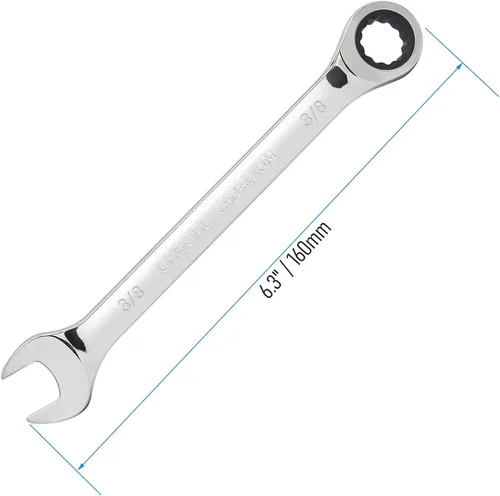 Miniatura 2 de Llave combinada de trinquete de 3/8 pulgadas SAE 72 dientes 12 puntos de trinquete de caja de trinquete terminada y extremo abierto herramientas