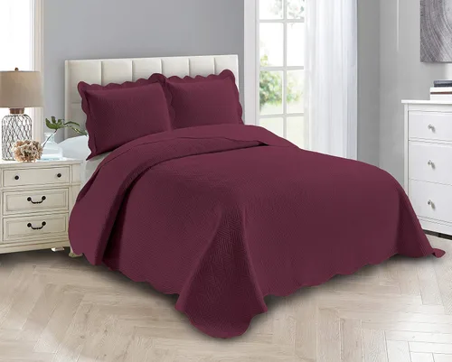 Miniatura 6 de Linen Plus Juego de Colcha y Cobertor de Lujo de Gran Tamaño con Relieve Color Verde Cazador Sólido Full/Queen Nuevo # Ashley
