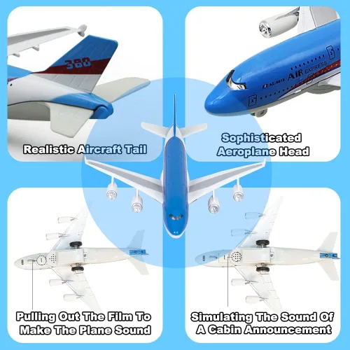 Miniatura 3 de Crelloci Juguetes de avión, acción Bump and Go, modelo de avión fundido a presión con luces y sonidos, vista de anatomía 3D, vehículos de avión