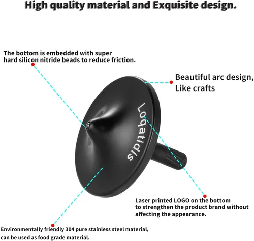 Miniatura 4 de Parte superior giratoria de acero inoxidable, exquisitos juguetes EDC de metal de alta calidad, equilibrio perfecto durante mucho tiempo, ayuda a