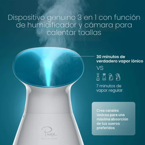 Miniatura 3 de Pure Daily Care NanoSteamer Grande 3 en 1 Vaporizador Facial Nano Iónico con Control Preciso de Temperatura - Humidificador - Desobstruye los Poros
