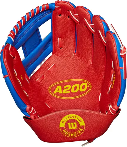Miniatura 2 de Wilson A200 - Guantes de béisbol para jóvenes Real/Rojo/Amarillo