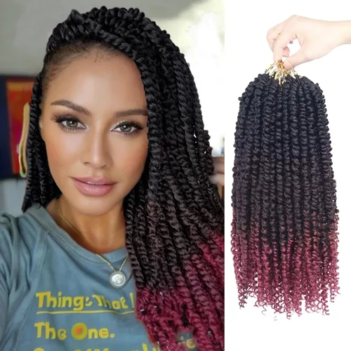 Miniatura 60 de Bileaf Cabello de Ganchillo Passion Twist Pre-retorcido de 10 Pulgadas, 8 Paquetes de Ganchillo Passion Twist, Cabello Corto Passion Twist