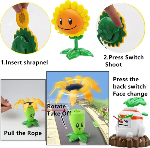 Miniatura 5 de JHESAO Juego de 8 juguetes de plantas y zombis, figuras de acción Zombies PVZ, serie 1, 2, grandes regalos para niños y fanáticos, cumpleaños