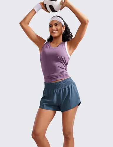 Miniatura 23 de CRZ YOGA Pantalones cortos de correr de cintura alta para mujer de 2.5 pulgadas, forro de malla de secado rápido para entrenamiento deportivo