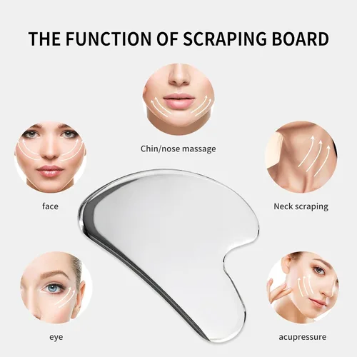 Miniatura 6 de Juego de rodillos faciales Gua-Sha para el cuidado de la piel facial, herramienta de escultura de piedra de acero inoxidable, rodillo masajeador