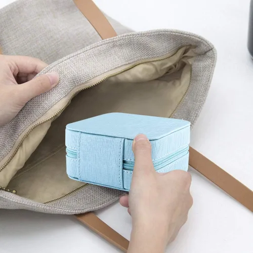 Miniatura 6 de Duomiila - Caja de joyería pequeña mini organizador de viaje portátil para anillos aretes collares Un regalo para niñas y mujeres